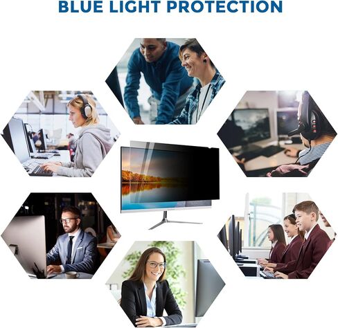 فلتر شاشة خصوصية للكمبيوتر مقاس 22 بوصة من JIEYKJO - لشاشات الكمبيوتر العريضة 16:10 واقي شاشة مضاد للوهج ومضاد للضوء الأزرق ومضاد للخدش، أسود شفاف، 22 بوصة in Kuwait
