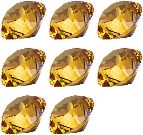 LONGWIN 30mm(1.2 inch) Crystal Diamond Themed Dinner Party Table Decoration Party Favors Gift Idea Pack of 8 (Amber) in Saudi Arabia