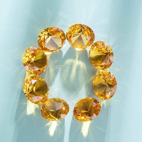 LONGWIN 30mm(1.2 inch) Crystal Diamond Themed Dinner Party Table Decoration Party Favors Gift Idea Pack of 8 (Amber) in Saudi Arabia