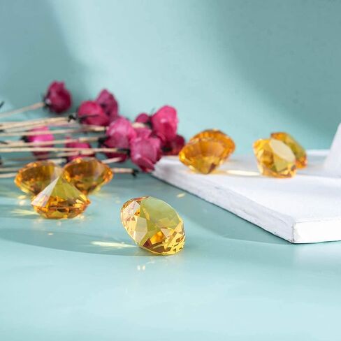 LONGWIN 30mm(1.2 inch) Crystal Diamond Themed Dinner Party Table Decoration Party Favors Gift Idea Pack of 8 (Amber) in Saudi Arabia