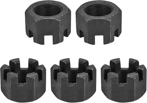 صواميل سداسية مشقوقة M14x1.5mm(DxP) - 5 عبوات - جيدة لإصلاح الآلات - صواميل سداسية سوداء من الفولاذ الكربوني - أسود in Kuwait