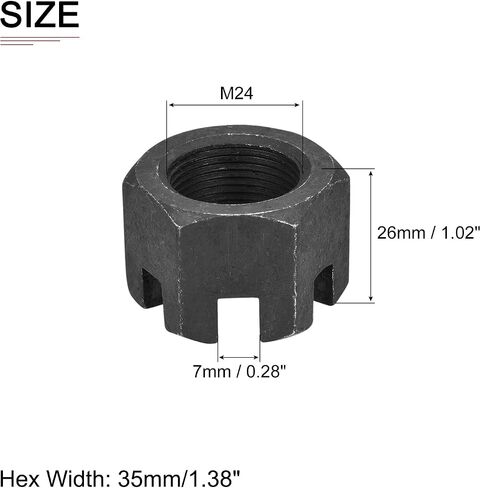 صواميل سداسية مشقوقة M14x1.5mm(DxP) - 5 عبوات - جيدة لإصلاح الآلات - صواميل سداسية سوداء من الفولاذ الكربوني - أسود in Kuwait