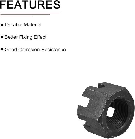 صواميل سداسية مشقوقة M14x1.5mm(DxP) - 5 عبوات - جيدة لإصلاح الآلات - صواميل سداسية سوداء من الفولاذ الكربوني - أسود in Kuwait