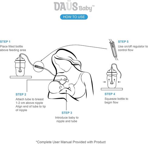 نظام التغذية التكميلي DAUS™ (SNS) متوافق مع زجاجة الأطفال كوموتومو، 5 و8 أونصة in Saudi Arabia
