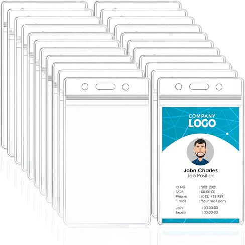 10 Pcs ID Card Name Badge Holder Clear Vertical Waterproof Plastic Name Tag Badge Holder for Office, School, Event, Conference in Kuwait