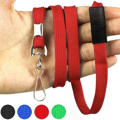Bird Fiy Lanyards Safety Black Lanyards Neck Flat Premium الانفصالية شارة الحبل مع J-Hook لحامل شارة الاسم (أسود، 50 قطعة) in Kuwait