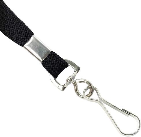Bird Fiy Lanyards Safety Black Lanyards Neck Flat Premium الانفصالية شارة الحبل مع J-Hook لحامل شارة الاسم (أسود، 50 قطعة) in Kuwait