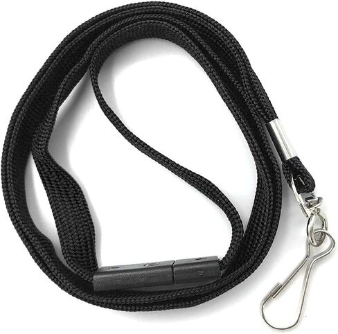 Bird Fiy Lanyards Safety Black Lanyards Neck Flat Premium الانفصالية شارة الحبل مع J-Hook لحامل شارة الاسم (أسود، 50 قطعة) in Kuwait