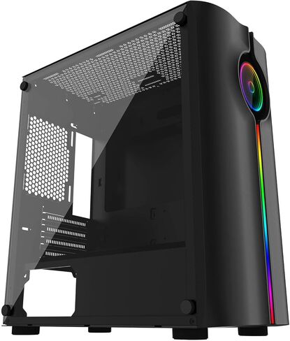 حافظة كمبيوتر الألعاب ATX، حافظة matx، حافظة itx، لوحة أمامية ARGB للوهم البصري الخاص، جانب من الزجاج المقسى. USB3.0، يدعم M-ATX، اللوحة الأم ITX. المروحة غير متضمنة. in Kuwait