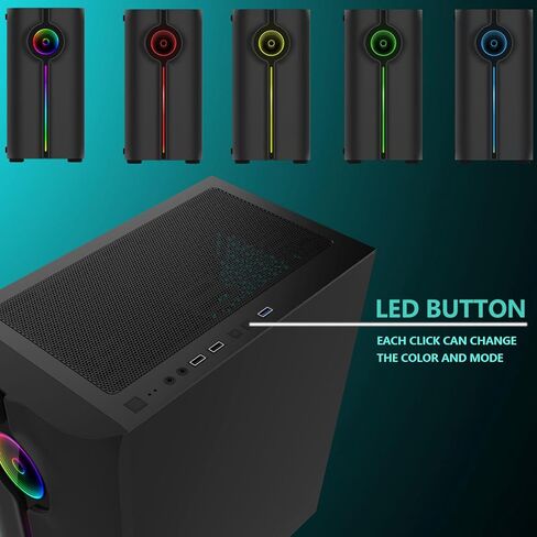 حافظة كمبيوتر الألعاب ATX، حافظة matx، حافظة itx، لوحة أمامية ARGB للوهم البصري الخاص، جانب من الزجاج المقسى. USB3.0، يدعم M-ATX، اللوحة الأم ITX. المروحة غير متضمنة. in Kuwait
