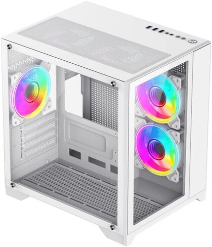 NextGen Infnity Mini Micro ATX Gaming PC Case, 240mm Radiator Support, Seamless Tempered Glass Front & Side Panel, USB 2.0 & USB 3.0, White in Saudi Arabia