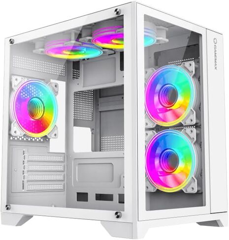 NextGen Infnity Mini Micro ATX Gaming PC Case, 240mm Radiator Support, Seamless Tempered Glass Front & Side Panel, USB 2.0 & USB 3.0, White in Saudi Arabia