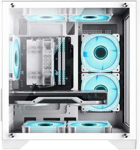 NextGen Infnity Mini Micro ATX Gaming PC Case, 240mm Radiator Support, Seamless Tempered Glass Front & Side Panel, USB 2.0 & USB 3.0, White in Saudi Arabia
