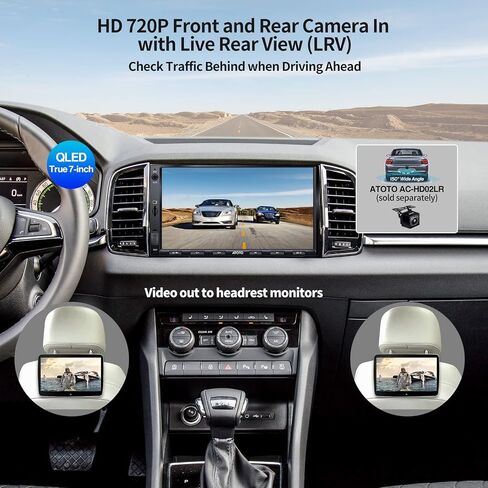 ATOTO F7XE ستيريو سيارة مزدوج الدين، راديو سيارة بشاشة تعمل باللمس 7 بوصة QLED، Carplay لاسلكي وAndroid Auto لاسلكي، وصلة مرآة، HD LRV، F7G2A7XE in Kuwait