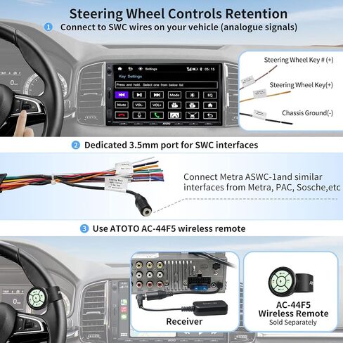 ATOTO F7XE ستيريو سيارة مزدوج الدين، راديو سيارة بشاشة تعمل باللمس 7 بوصة QLED، Carplay لاسلكي وAndroid Auto لاسلكي، وصلة مرآة، HD LRV، F7G2A7XE in Kuwait