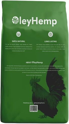 فراش Oley Hemp من القنب الطبيعي للدجاج - فراش حظيرة عضوي ممتاز من وزارة الزراعة الأمريكية يعزز النظافة والراحة والاستدامة - خالي من الغبار ومقاوم للرائحة - مثالي للحيوانات الأليفة الصغيرة أيضًا in Kuwait
