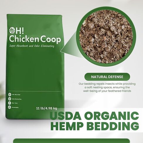 فراش Oley Hemp من القنب الطبيعي للدجاج - فراش حظيرة عضوي ممتاز من وزارة الزراعة الأمريكية يعزز النظافة والراحة والاستدامة - خالي من الغبار ومقاوم للرائحة - مثالي للحيوانات الأليفة الصغيرة أيضًا in Kuwait