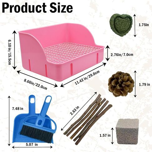 12Pcs Rabbit Litter Box for Cage, Bunny Potty Trainer Corner Guinea Pig Plastic Square Grate Toilet, Pet Bedding Litter Box for Small Animal Ferret Hamster Hedgehog (Blue) in Saudi Arabia