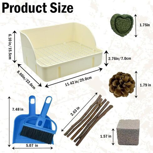12Pcs Rabbit Litter Box for Cage, Bunny Potty Trainer Corner Guinea Pig Plastic Square Grate Toilet, Pet Bedding Litter Box for Small Animal Ferret Hamster Hedgehog (Blue) in Saudi Arabia