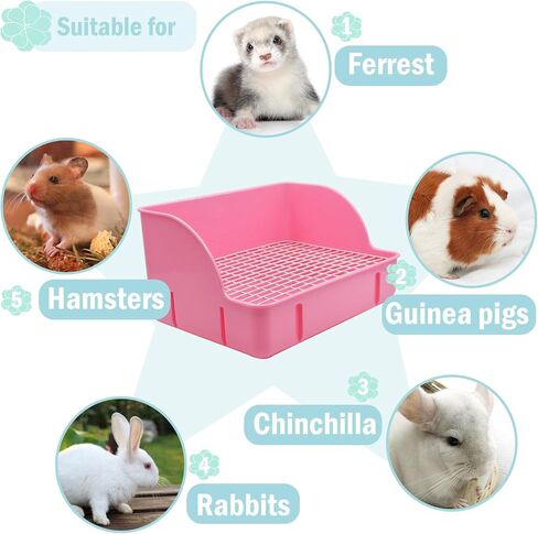 12Pcs Rabbit Litter Box for Cage, Bunny Potty Trainer Corner Guinea Pig Plastic Square Grate Toilet, Pet Bedding Litter Box for Small Animal Ferret Hamster Hedgehog (Blue) in Saudi Arabia