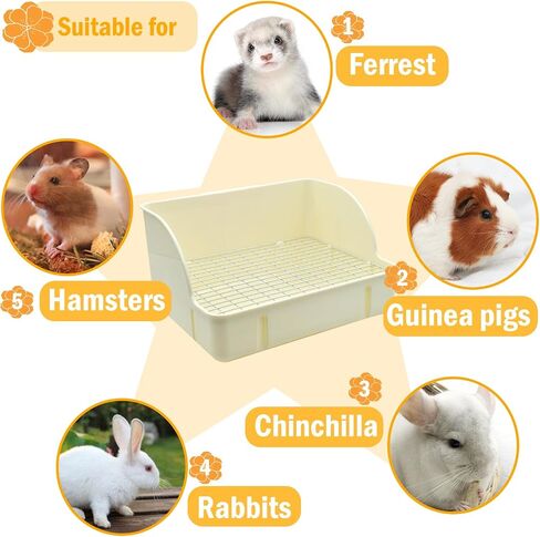 12Pcs Rabbit Litter Box for Cage, Bunny Potty Trainer Corner Guinea Pig Plastic Square Grate Toilet, Pet Bedding Litter Box for Small Animal Ferret Hamster Hedgehog (Blue) in Saudi Arabia