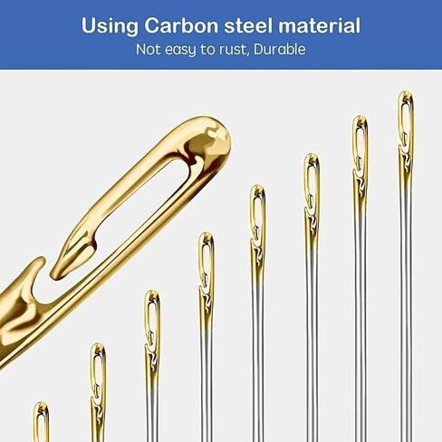 OEAYA 12pcs Sewing Needles,Self Threading Hand Sewing Needles with Wooden Needle Case,3 Sizes Needles for Sewing, Embroidery Needles for Hand Sewing (Brown Case) in Saudi Arabia