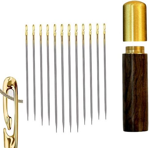 OEAYA 12pcs Sewing Needles,Self Threading Hand Sewing Needles with Wooden Needle Case,3 Sizes Needles for Sewing, Embroidery Needles for Hand Sewing (Brown Case) in Saudi Arabia