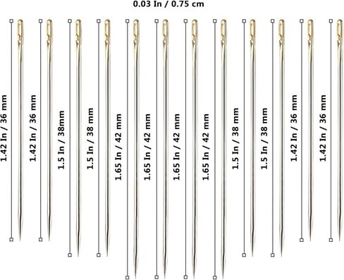 OEAYA 12pcs Sewing Needles,Self Threading Hand Sewing Needles with Wooden Needle Case,3 Sizes Needles for Sewing, Embroidery Needles for Hand Sewing (Brown Case) in Kuwait