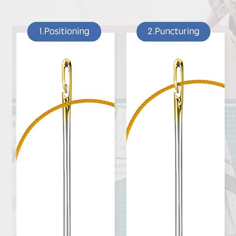 OEAYA 12pcs Sewing Needles,Self Threading Hand Sewing Needles with Wooden Needle Case,3 Sizes Needles for Sewing, Embroidery Needles for Hand Sewing (Brown Case) in Kuwait