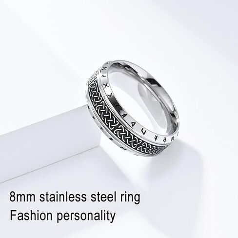 Nanafast Viking Ring for Men, Celtic Knot Rings for Men Women, Stainless Steel Celtic Ring, Retro Norse Runes Band Ring Jewelry for Men Women in Saudi Arabia