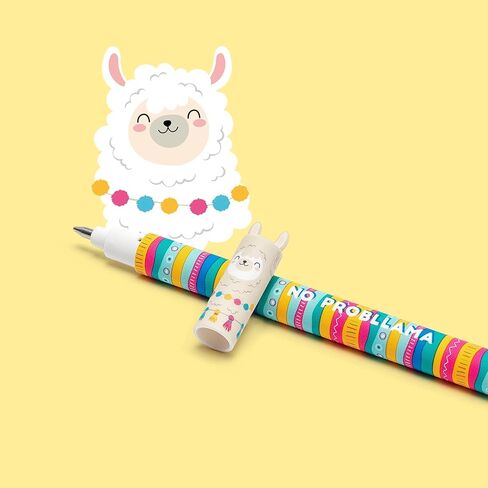 Legami - مجموعة من 4 أقلام جل قابلة للإلغاء، Temi Dino، Piggy، Space، Llama، Sfera Sull'Estremità for Rimuovere l'Inchiostro - Inchiostro Nero، Blu، Verde، Rosa، Termosensibile، Diametro Punta 0,7 مم in Kuwait
