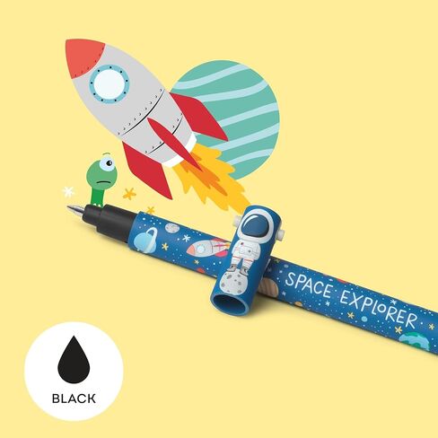 Legami - مجموعة من 4 أقلام جل قابلة للإلغاء، Temi Dino، Piggy، Space، Llama، Sfera Sull'Estremità for Rimuovere l'Inchiostro - Inchiostro Nero، Blu، Verde، Rosa، Termosensibile، Diametro Punta 0,7 مم in Kuwait