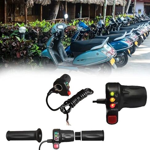 Electric Bike Throttle Grip, 36V/48V Electric Scooter Twist Speed Throttle Grip with 3 Gears Power Display Split Handle in Saudi Arabia