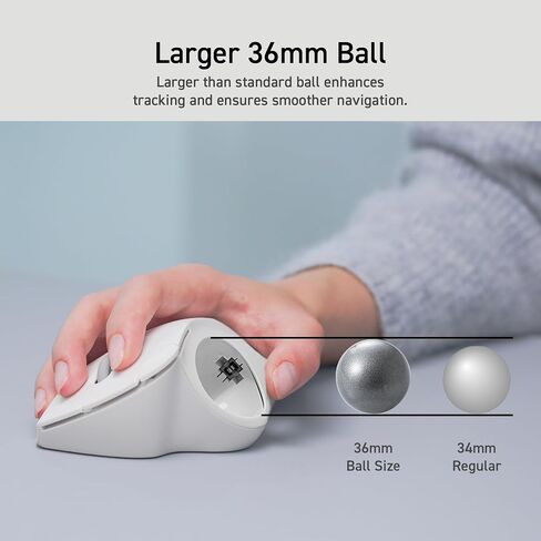 ELECOM Ergonomic Comfort Design Trackball IST Wireless 2.4GHz Connect, Super-Smooth Tracking with Roller Ball Bearing, 36mm Ball, Thumb Control, Compatible for Windows, PC, and Mac White (M-IT11DRWH) in Saudi Arabia