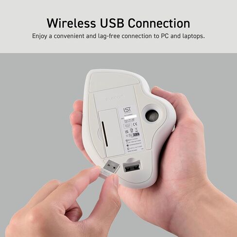 ELECOM Ergonomic Comfort Design Trackball IST Wireless 2.4GHz Connect, Super-Smooth Tracking with Roller Ball Bearing, 36mm Ball, Thumb Control, Compatible for Windows, PC, and Mac White (M-IT11DRWH) in Saudi Arabia