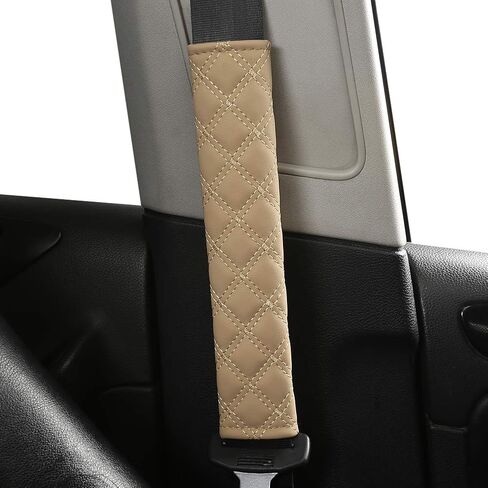 Black Panther Universal Car Seat Belt Pads, Protect Your Neck and Shoulder,Compatible with All Cars 10.6 * 2.3 inch - (Beige 2-Pack) in Kuwait