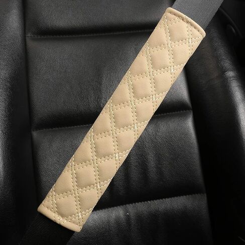 Black Panther Universal Car Seat Belt Pads, Protect Your Neck and Shoulder,Compatible with All Cars 10.6 * 2.3 inch - (Beige 2-Pack) in Kuwait