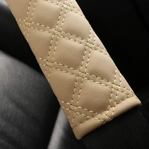 Black Panther Universal Car Seat Belt Pads, Protect Your Neck and Shoulder,Compatible with All Cars 10.6 * 2.3 inch - (Beige 2-Pack) in Kuwait