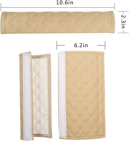 Black Panther Universal Car Seat Belt Pads, Protect Your Neck and Shoulder,Compatible with All Cars 10.6 * 2.3 inch - (Beige 2-Pack) in Kuwait