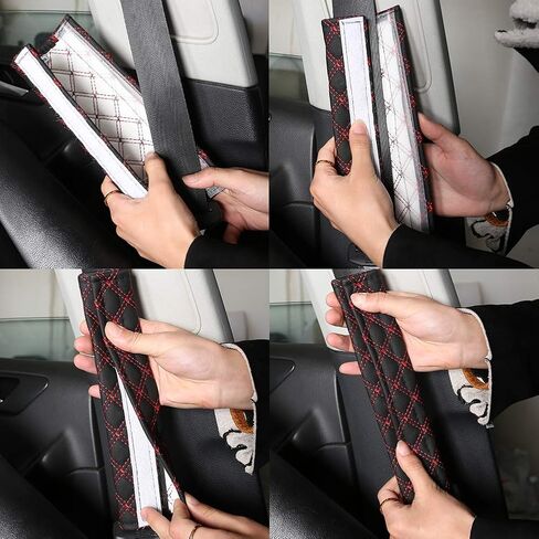 Black Panther Universal Car Seat Belt Pads, Protect Your Neck and Shoulder,Compatible with All Cars 10.6 * 2.3 inch - (Beige 2-Pack) in Kuwait