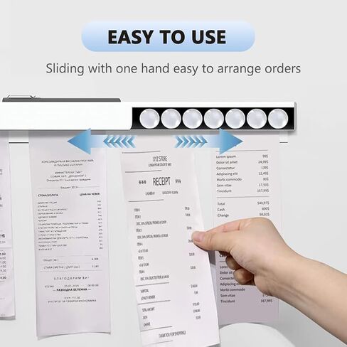 Magnetic Slide Check Rack with Pen Slot Wall Mounted Display Rail Aluminum Kitchen Ticket Holder Restaurant Orders Rack Office Receipt Holder Rail for Metallic Surfaces 7.87 inches in Saudi Arabia