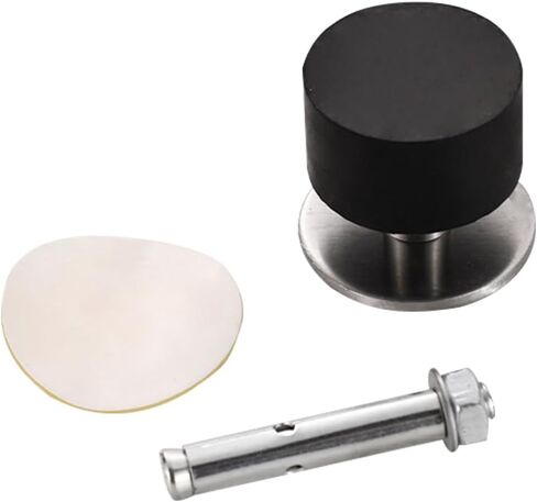 Adhesive Door Stopper Black Adhesive Door Stopper Self Stick Mini Floor Stop with Rubber Stainless Steel No Drill Door Stoppers for Home Office Bathroom Glass Shower Baseboard Fridge 40MM in Saudi Arabia
