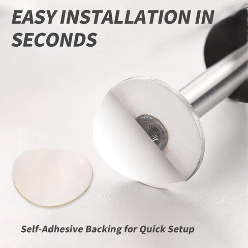 Adhesive Door Stopper Black Adhesive Door Stopper Self Stick Mini Floor Stop with Rubber Stainless Steel No Drill Door Stoppers for Home Office Bathroom Glass Shower Baseboard Fridge 40MM in Saudi Arabia