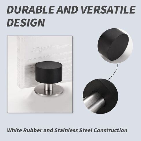Adhesive Door Stopper Black Adhesive Door Stopper Self Stick Mini Floor Stop with Rubber Stainless Steel No Drill Door Stoppers for Home Office Bathroom Glass Shower Baseboard Fridge 40MM in Saudi Arabia