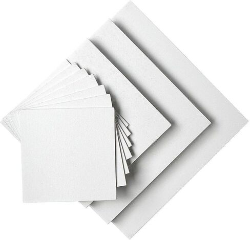 KINGART 830-28 White 28 Pc. Multi-Size Value Artist Canvas Boards, Gesso Primed - 100% Cotton Square Panels, Art Supplies for Oil and Acrylic Painting, 7 Ea: 6x6, 8x8, 10x10, 12x12 in. in Saudi Arabia