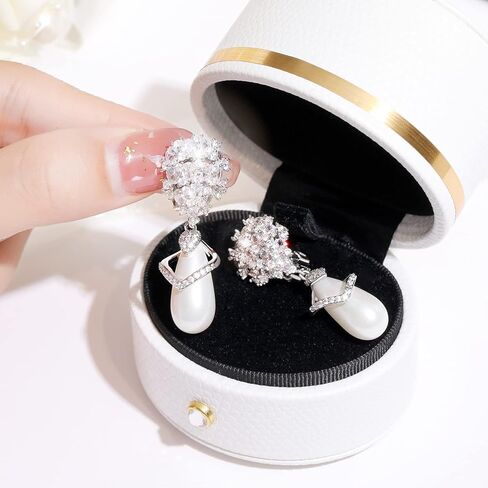 أقراط بمشبك للنساء/الفتيات/العرائس، أقراط بمشبك زركونيا مكعب على شكل دمعة وأقراط تشيكوسلوفاكيا مطلية بالذهب الأبيض عيار 14 قيراط للنساء in Kuwait