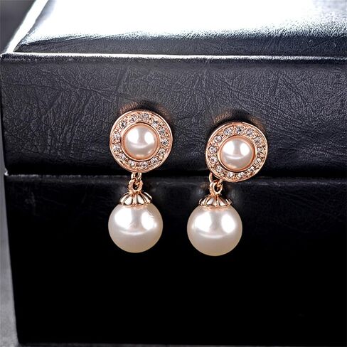 Pearl Clip on Earrings for Women Freshwater Baroque Pearl Dangle Drop Earrings Non Pierced 14K Gold Plated Oval Earrings White Imitation Pearl Earrings Fashion Wedding Minimalist Jewelry in Saudi Arabia