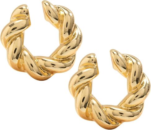 أقراط ذهبية وفضية مكتنزة غير مثقوبة أقراط دائرية مكتنزة للنساء والفتيات مشبك غضروف الأذن كهدية مجوهرات in Kuwait