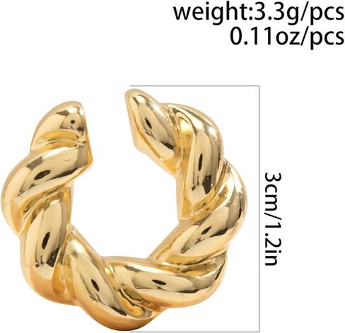 أقراط ذهبية وفضية مكتنزة غير مثقوبة أقراط دائرية مكتنزة للنساء والفتيات مشبك غضروف الأذن كهدية مجوهرات in Kuwait