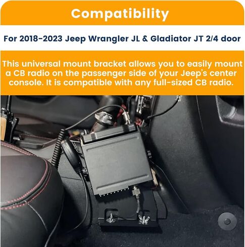 حامل راديو CB عالمي على جانب الركاب، حامل راديو متنقل، دعامة فصل سريعة مناسبة لـ 2018-2023 Jeep Wrangler JL & Gladiator JT in Saudi Arabia